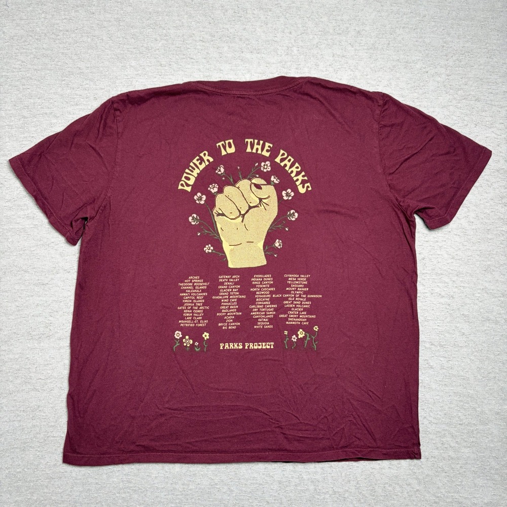 Parks Project Unisex Tshirt Large Burgundy Power To The Parks National Parks